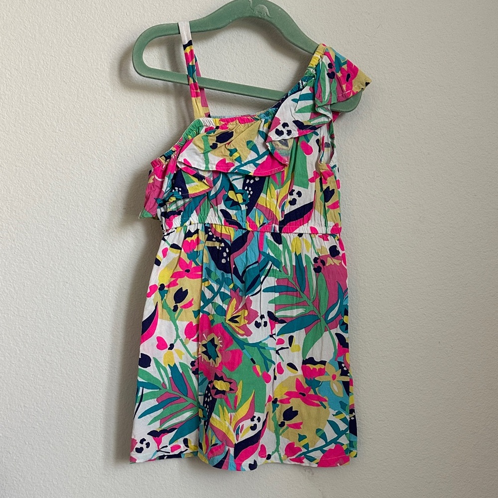 One-Shoulder Tropical Print Sundress